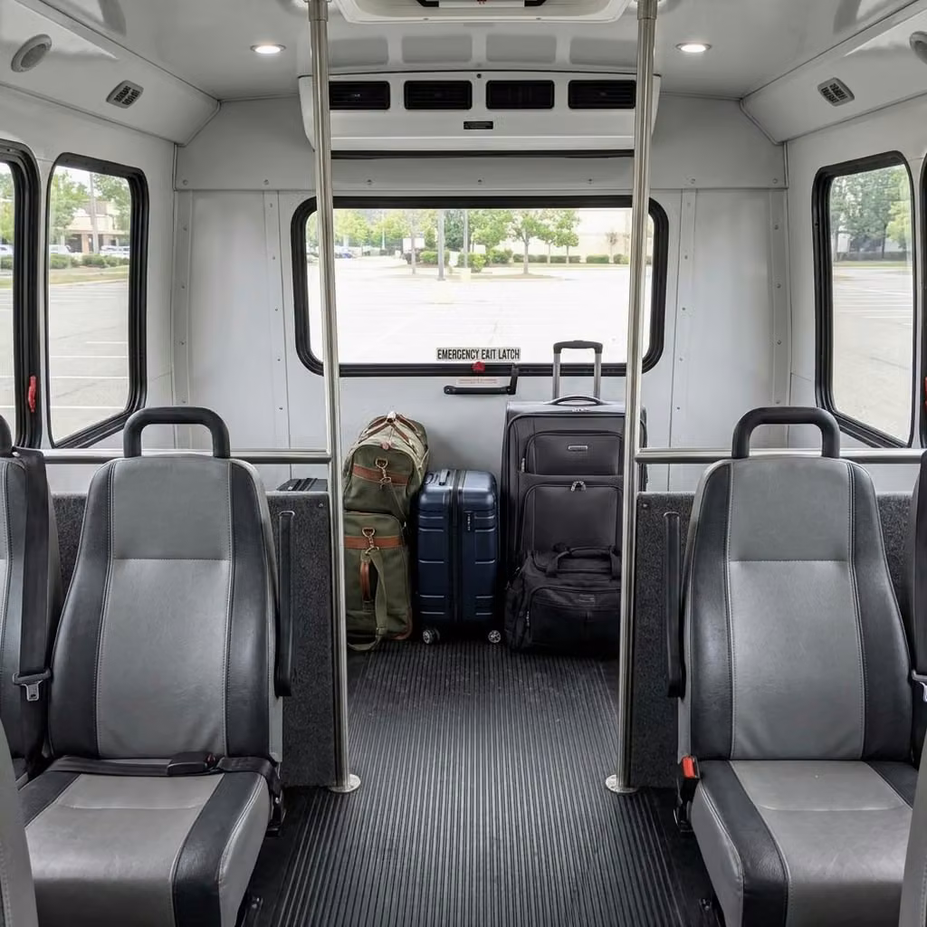 wheat ridge 35 passenger minibus luggage area