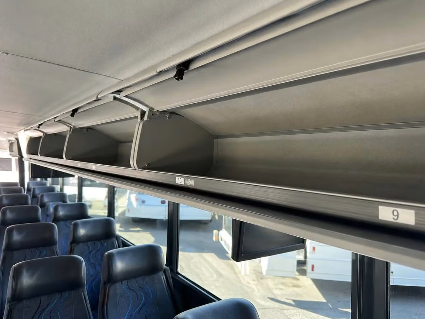 wheat ridge 56 passenger charter bus overhead storage