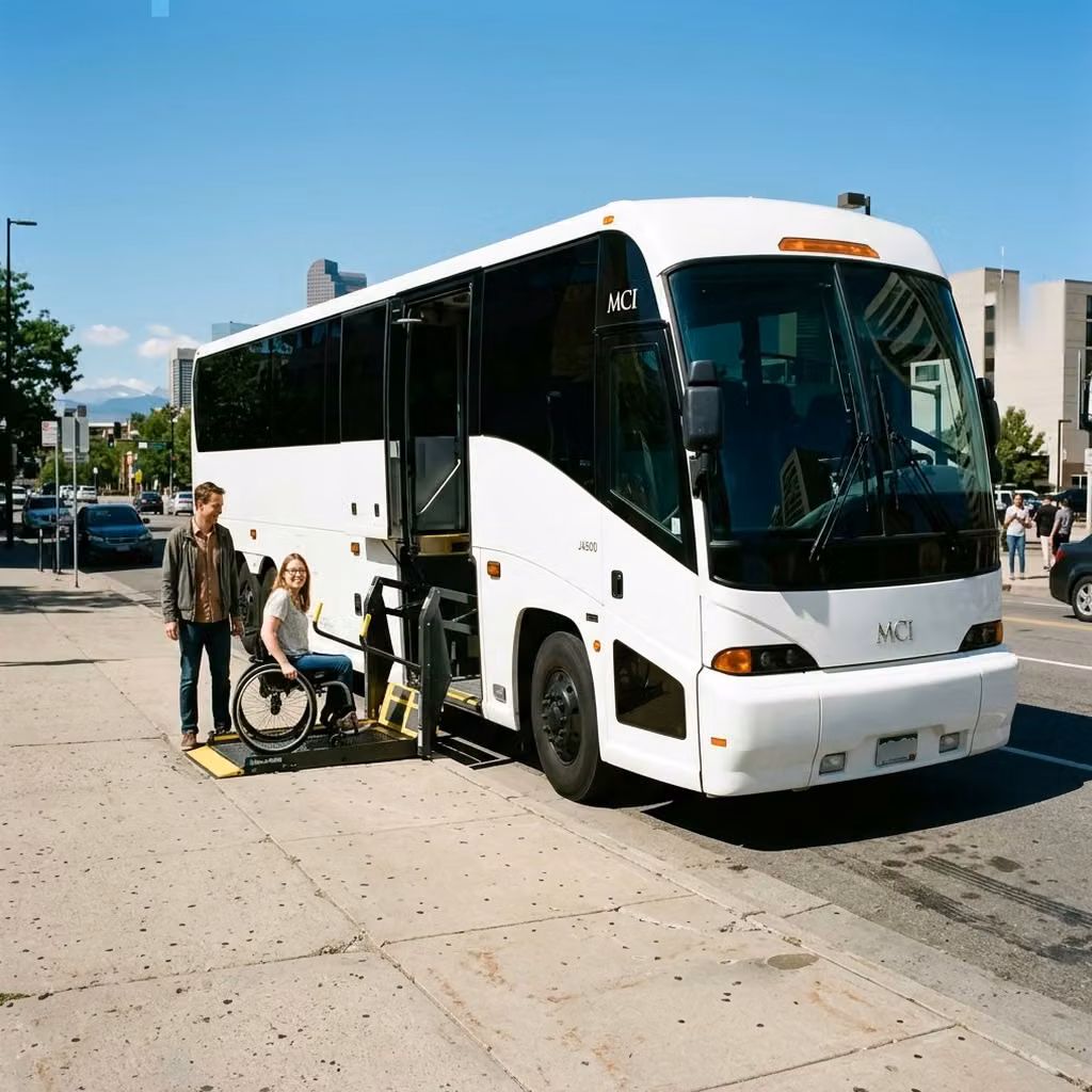 wheat ridge 56 passenger charter bus wheelchair lift