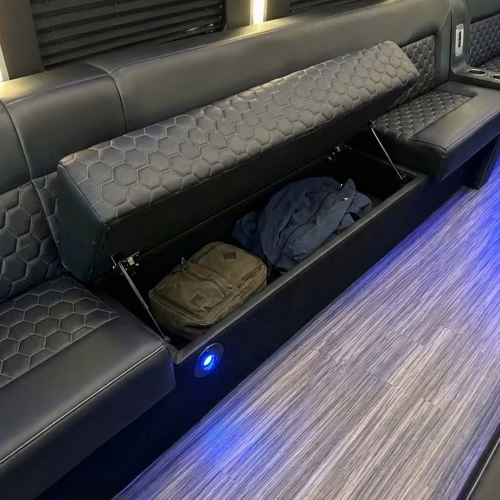 wheat ridge party bus under seat storage