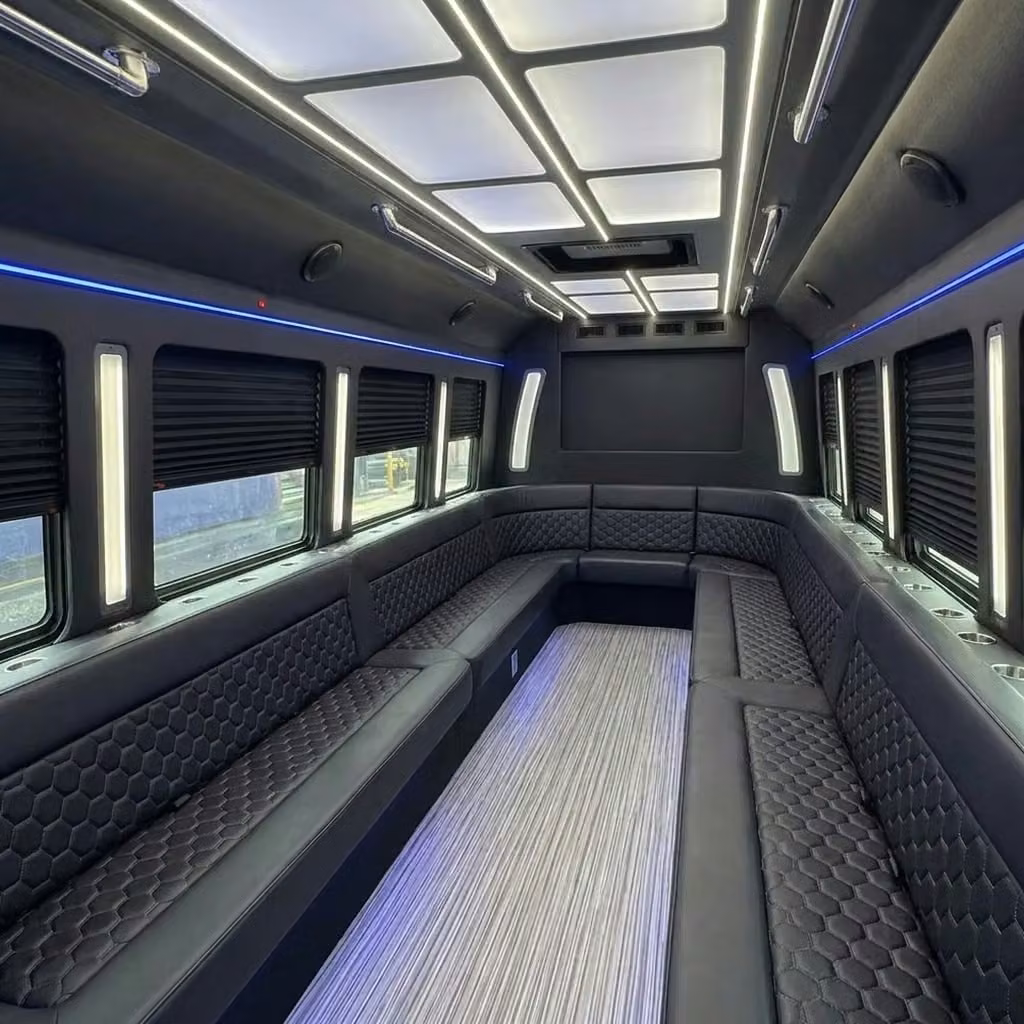 wheat ridge party bus wraparound seating